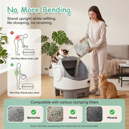 Warcat Next-Gen Automatic Self-Cleaning Cat Litter Box - Safe, Easy & App-Free Design!