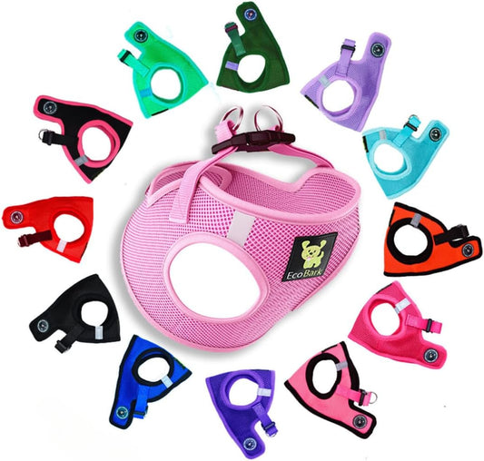 Teacup Dog Harness 💗 XXS Soft Mesh Step‑In Vest – No‑Pull Halter for Toy Breeds