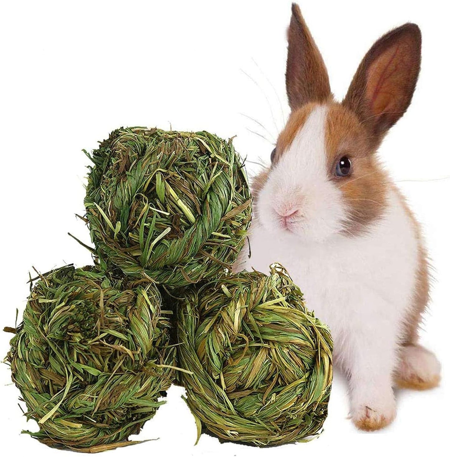 Natural Timothy Grass Balls 🌾🐹 3‑Pack Chew Toys for Rabbits, Guinea Pigs & Hamsters