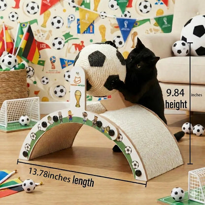 Durable Soccer Ball Cat Scratching Post - Upgraded Corrugated Cardboard Arch Bridge for Endless Fun!