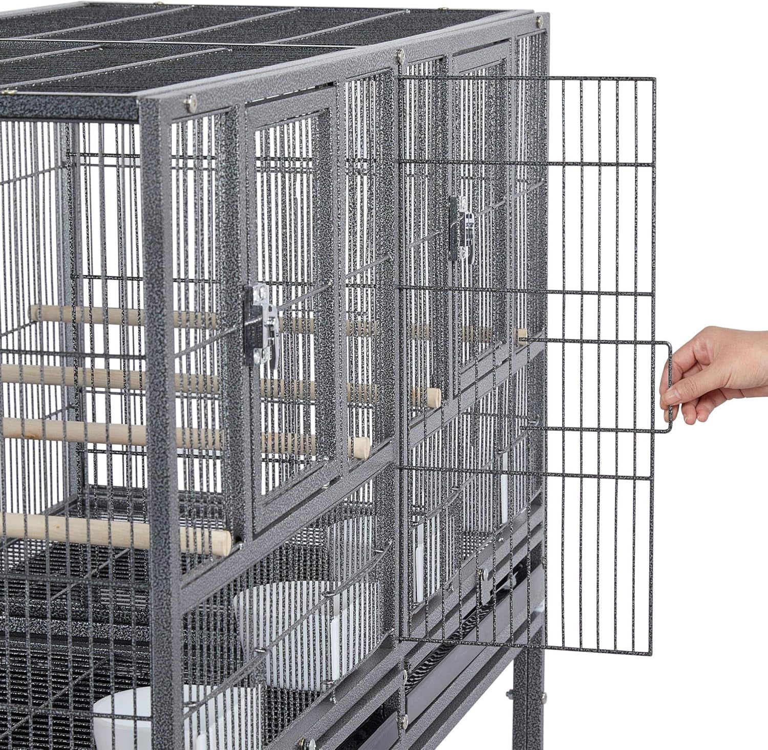 🐦🏠 Yaheetech 41.5" Stackable Divided Breeder Bird Cage — Rolling Stand, Divider, Feeding Doors & Perches (Black)