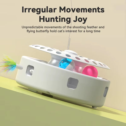 3‑in‑1 Automatic Cat Toy 🦋 Feather Ambush + Track Balls + Fluttering Butterfly