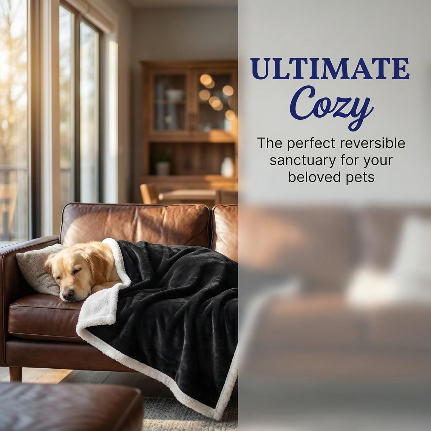 Luxury Black Fleece Dog Blanket for Large Dogs - Soft, Washable, Perfect for Couch, Sofa, Car Seats & Beds - 50x60 Inches