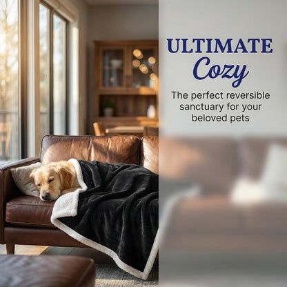 Luxury Black Fleece Dog Blanket for Large Dogs - Soft, Washable, Perfect for Couch, Sofa, Car Seats & Beds - 50x60 Inches