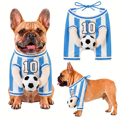 Adorable Summer Pet Outfit - Cute Dog Clothes with Stuffed Ball & Faux Hands for Small/Medium Pets