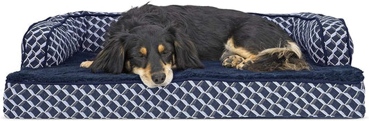 “Furhaven Cozy Couch Bed 🐶💤 Orthopedic Support for Sweet Snoozers”