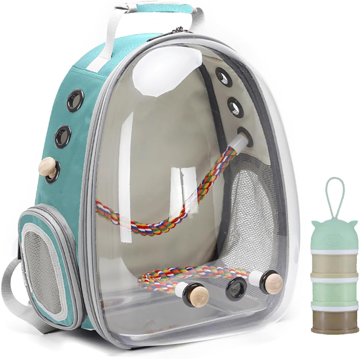 Bird Travel Backpack 🚀🐦 Clear Capsule Carrier w/ Perch, Tray & Vent Holes – Lightweight