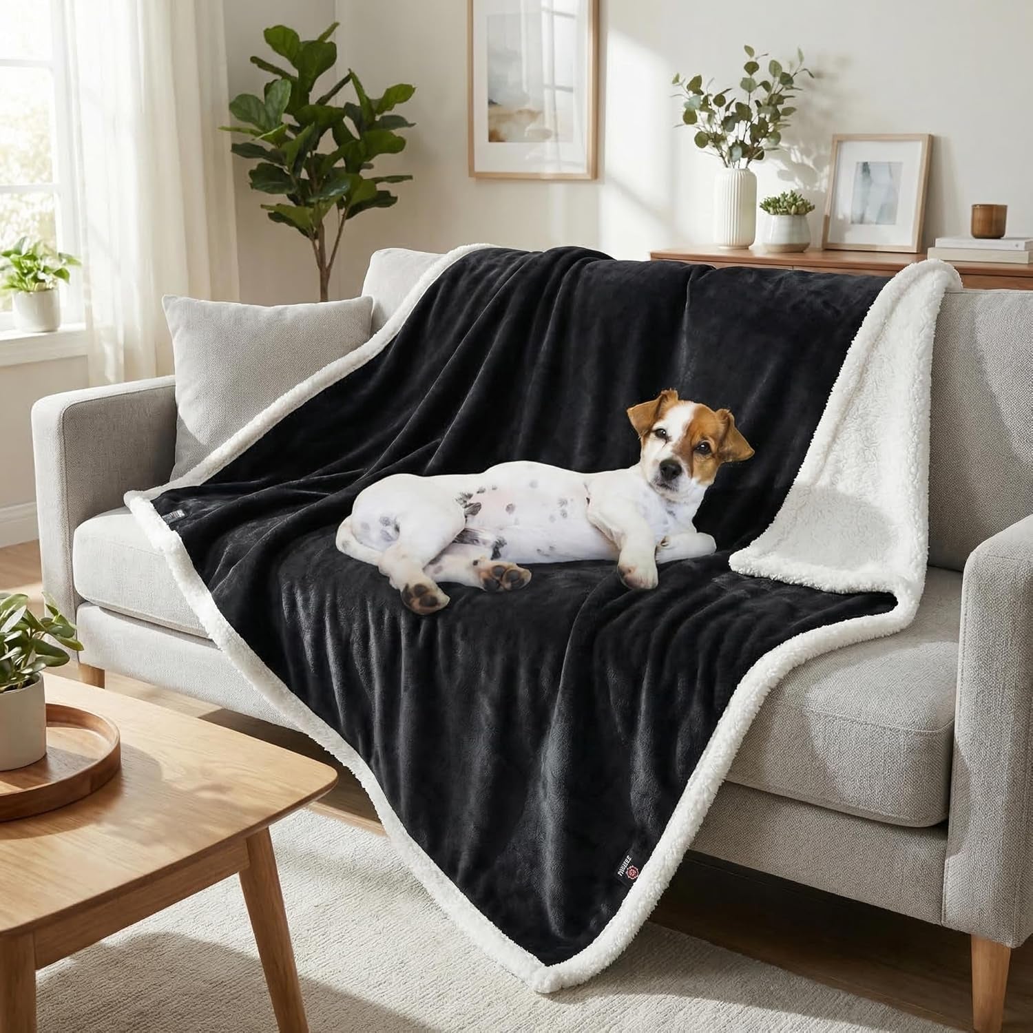Luxury Black Fleece Dog Blanket for Large Dogs - Soft, Washable, Perfect for Couch, Sofa, Car Seats & Beds - 50x60 Inches