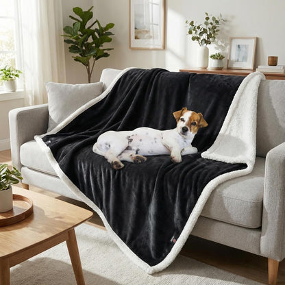 Luxury Black Fleece Dog Blanket for Large Dogs - Soft, Washable, Perfect for Couch, Sofa, Car Seats & Beds - 50x60 Inches