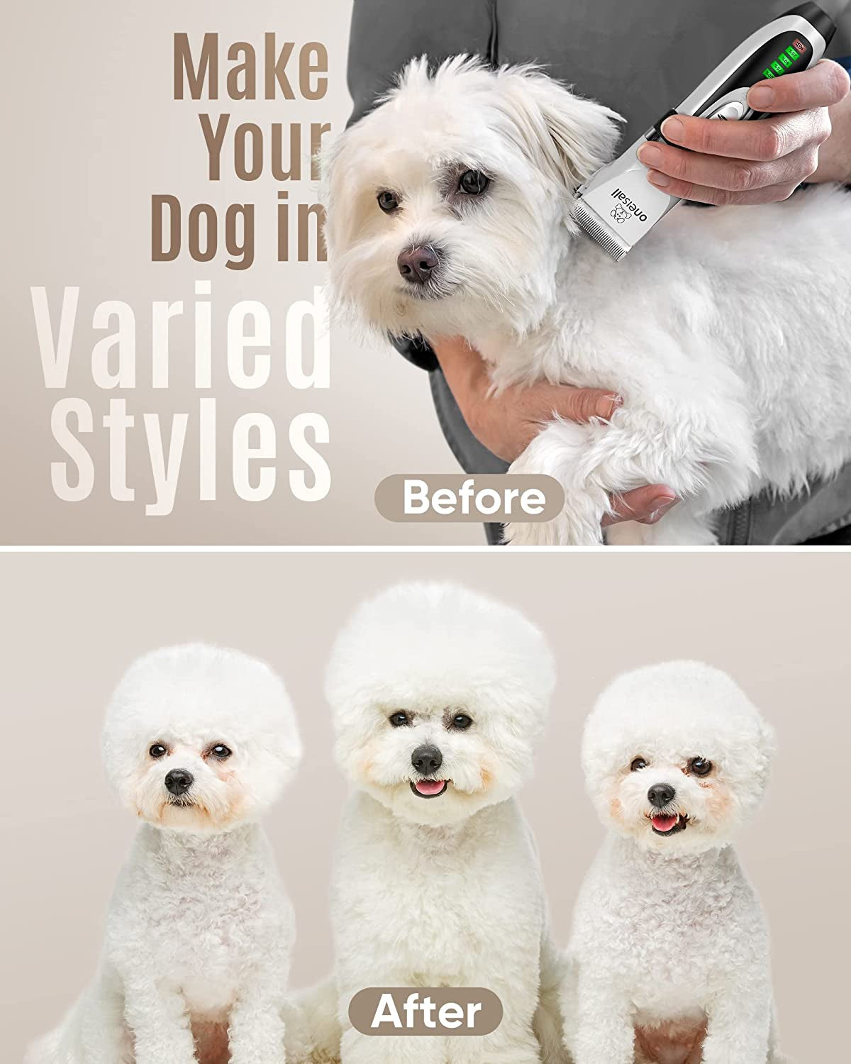 Oneisall Cordless Dog Grooming Clippers 🐾✨ Quiet, Sharp, Waterproof Trimmer Kit