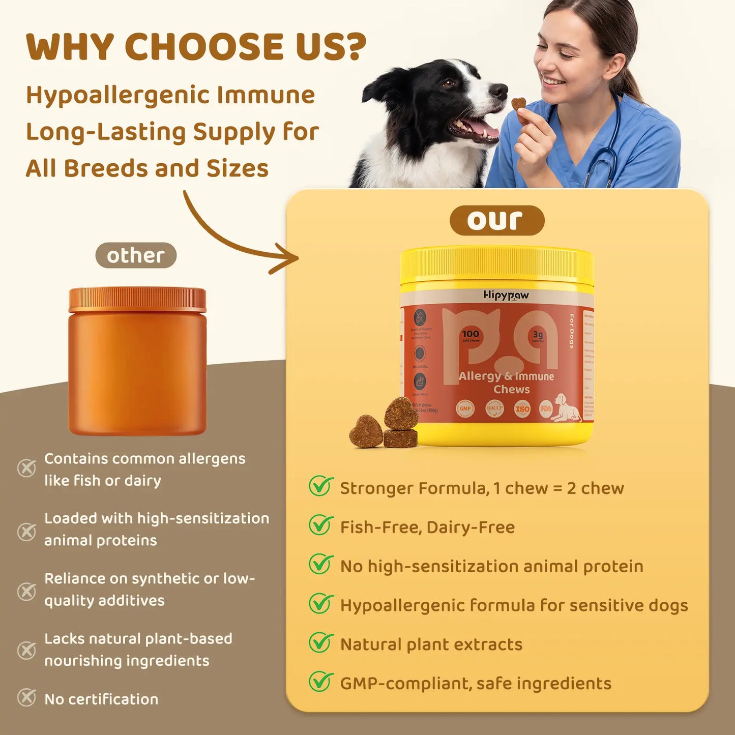 Hipypaw Allergy & Immune Bites - Delicious Soft Chews for Dogs' Seasonal Allergies and Gut Health
