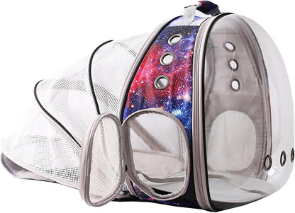 🐱🚀 Back‑Expandable Cat Backpack Carrier — Space Capsule Bubble Window (Up to 12 lbs)