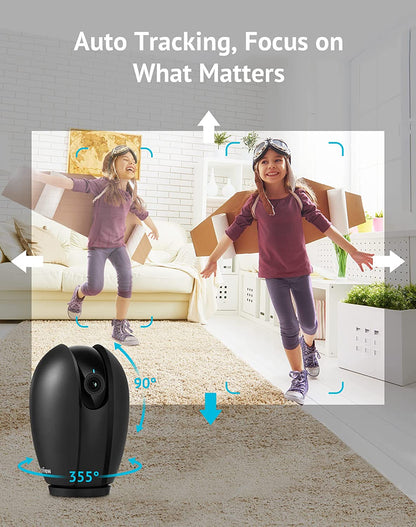 1080P 360° Indoor Security Camera - Smart Baby/Pet Monitor with Motion Alerts, Night Vision, 2-Way Audio, App Control & Alexa Compatibility