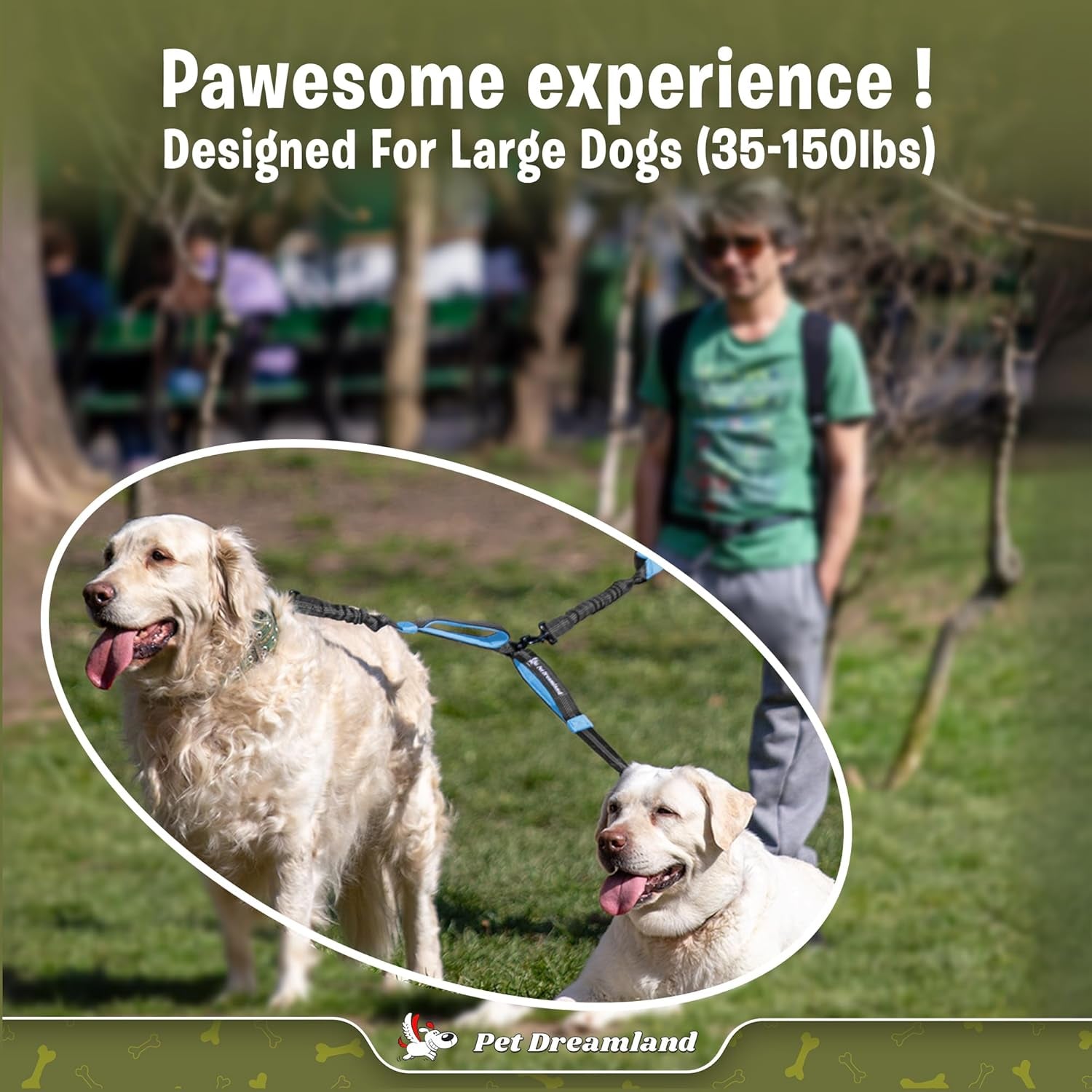 🐕🐕💙 Tangle‑Free Dual Dog Leash Coupler — Heavy‑Duty, Swivel Design for Two Large Dogs