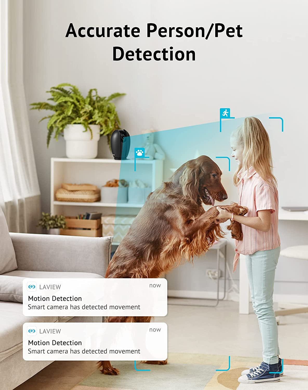 1080P 360° Indoor Security Camera - Smart Baby/Pet Monitor with Motion Alerts, Night Vision, 2-Way Audio, App Control & Alexa Compatibility