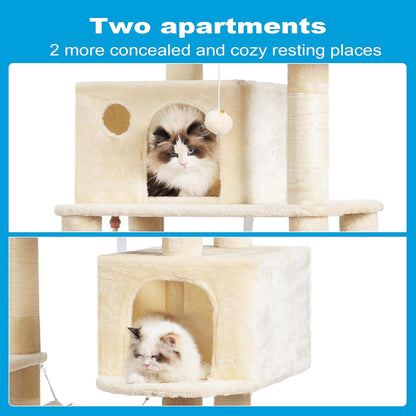 Scratch‑Resistant Cat Tree Condo 🐾✨ Multi‑Level Tower with Hammock for Large Cats