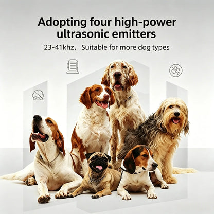 Ultrasonic Dog Repeller & Trainer - 4-Head Anti-Bark Device with 9 Adjustable Frequencies, LED Flashlight & Rechargeable Battery for Effective Outdoor Pet Behavior Correction