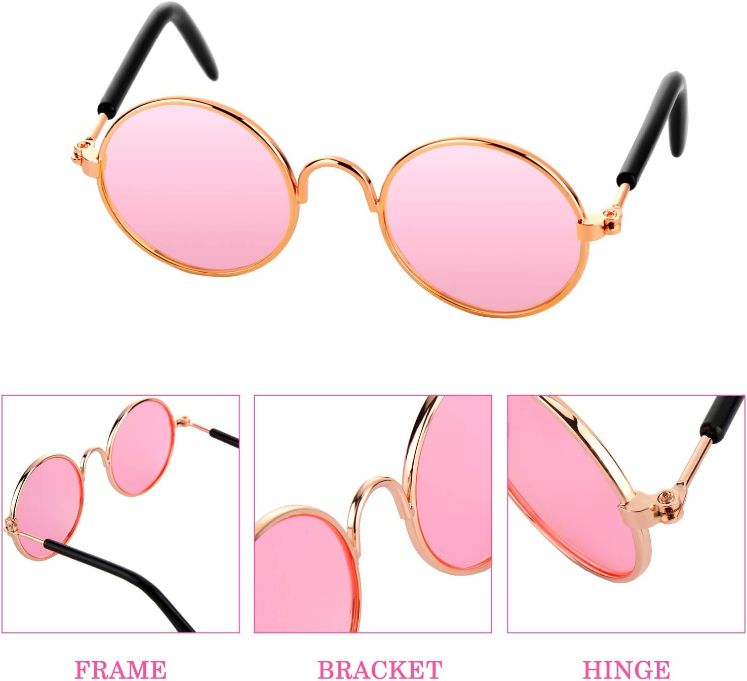 10 Pieces Cute Retro Round Sunglasses for Cats and Dogs – Fun Pet Glasses for Cosplay, Parties, and Photos (Mixed Colors)