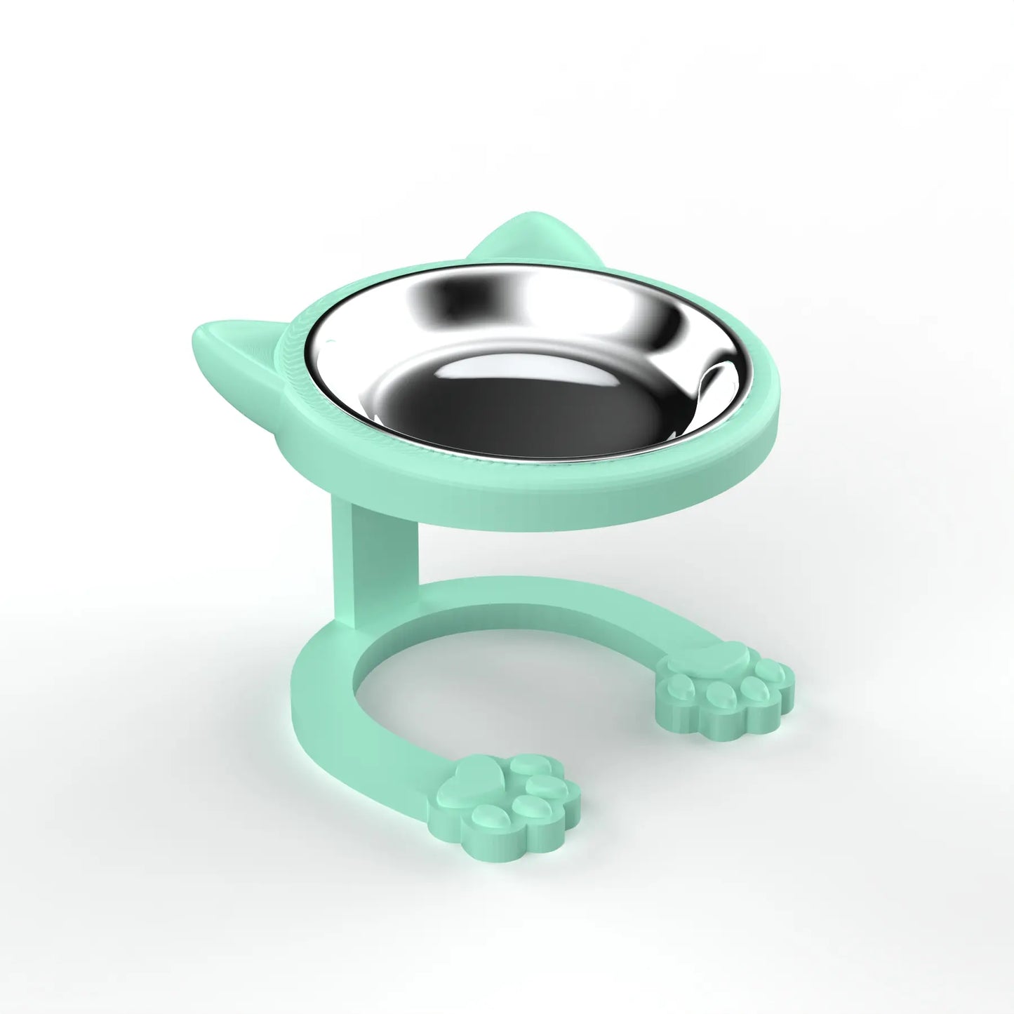 Elevated Stainless Steel Cat Bowl with Anti-Slip Stand - Whisker Friendly Feeder for Senior Cats and Small Puppies - Easy Clean & Portable Design