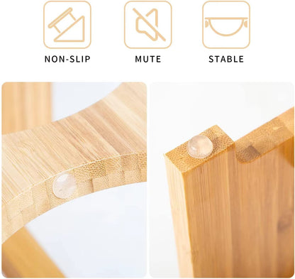 Elevated Bamboo Dog Feeder 🍽️🐾 Raised Stand w/ 2 Stainless Bowls – Anti‑Slip