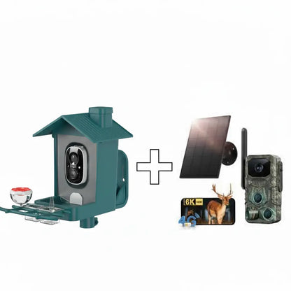 Wireless Outdoor Bird Feeder with Camera Auto Capture 1080P Real-Time Viewing AI Identify Wild Bird Motion Detection IP65 Waterproof 5000Mah Battery
