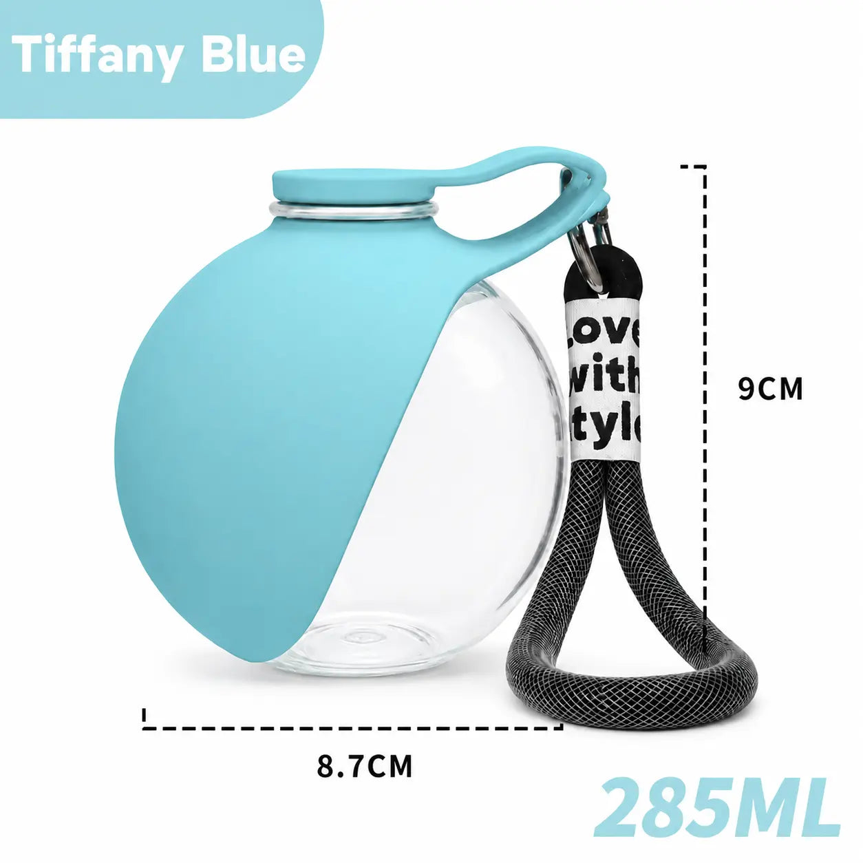 Portable Stainless Steel Pet Water Bottle with Poop Bag Holder - Leak-Proof 285Ml Travel Dispenser for Dogs & Cats