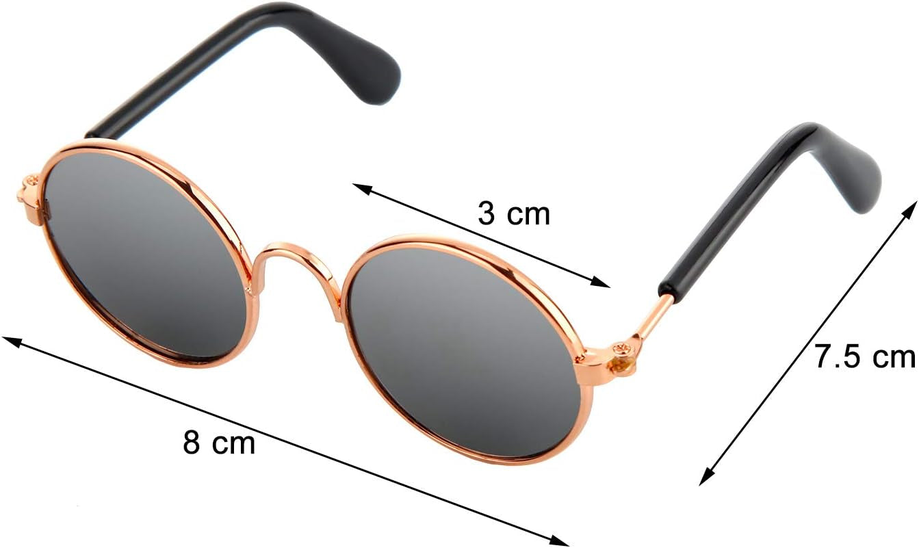 10 Pieces Cute Retro Round Sunglasses for Cats and Dogs – Fun Pet Glasses for Cosplay, Parties, and Photos (Mixed Colors)