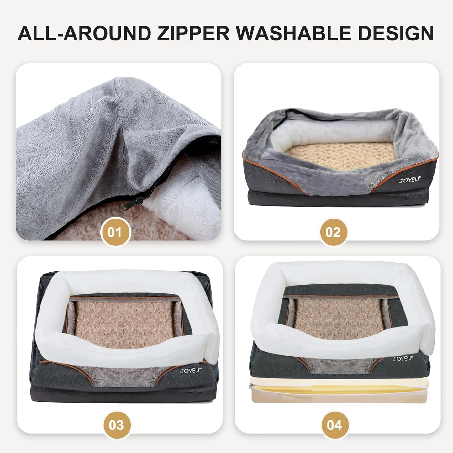 JOYELF Orthopedic Dog Bed 🐾💤 Memory Foam Sofa w/ Bolsters & Washable Cover