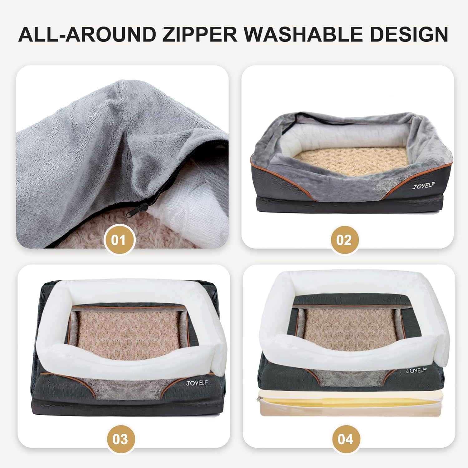 JOYELF Orthopedic Dog Bed 🐾💤 Memory Foam Sofa w/ Bolsters & Washable Cover