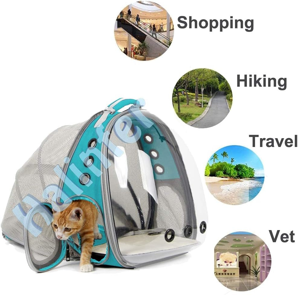 🐱🚀 Back‑Expandable Cat Backpack Carrier — Space Capsule Bubble Window (Up to 12 lbs)