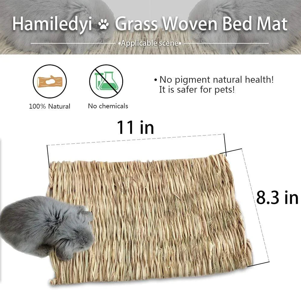 “Natural Grass Chew Mats 🌿🐰 12‑Pack for Rabbits, Guinea Pigs & More”