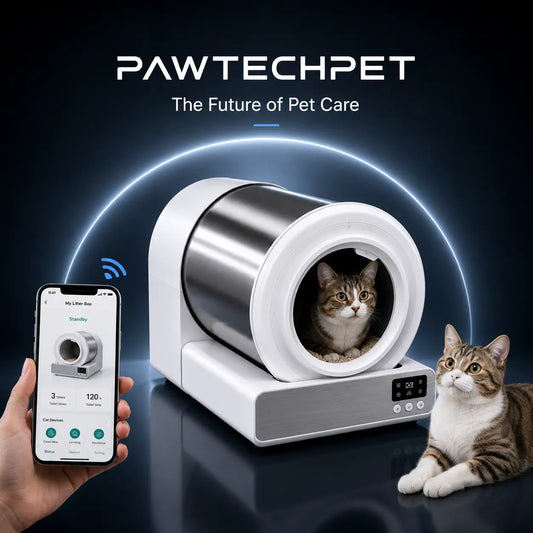 Pawtech Smart Auto-Cleaning Cat Litter Box - Whisper-Quiet, App-Controlled, 60L Capacity with Safety Sensors for Effortless Maintenance