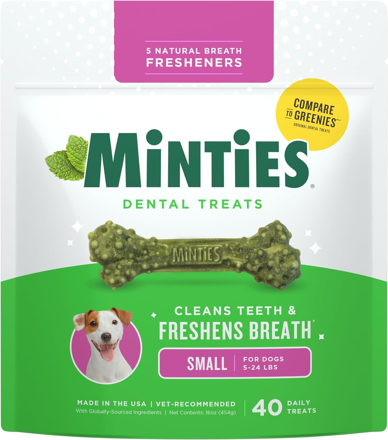 Minty Dental Chews for Dogs 🐶🌿 20ct Vet‑Recommended Treats Clean Teeth & Freshen Breath