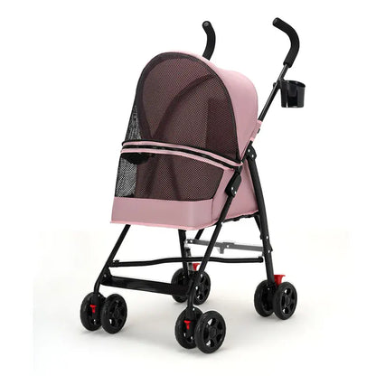 Zoravellion Premium Lightweight Foldable Pet Stroller for Small Dogs & Cats - Durable & Comfortable Travel Carrier with Breathable Mesh & Cup Holder