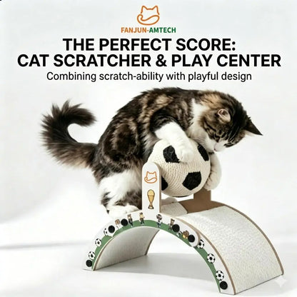 Durable Soccer Ball Cat Scratching Post - Upgraded Corrugated Cardboard Arch Bridge for Endless Fun!