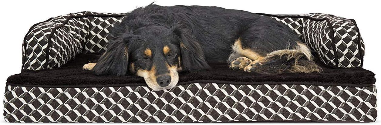 “Furhaven Cozy Couch Bed 🐶💤 Orthopedic Support for Sweet Snoozers”