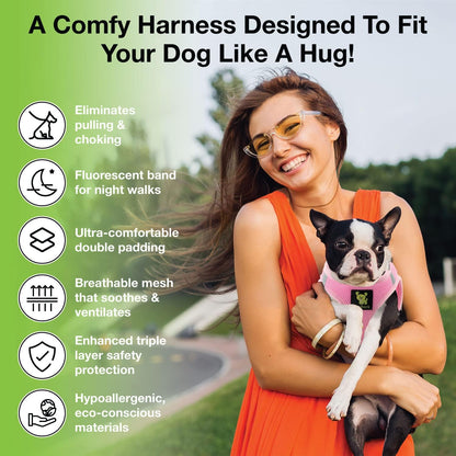 Teacup Dog Harness 💗 XXS Soft Mesh Step‑In Vest – No‑Pull Halter for Toy Breeds