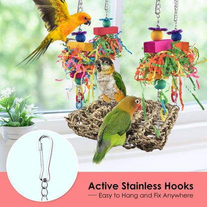 🦜 Bird Grass Swing Mat & Climbing Hammock Toy for Conures, Parakeets, Budgies 🪶