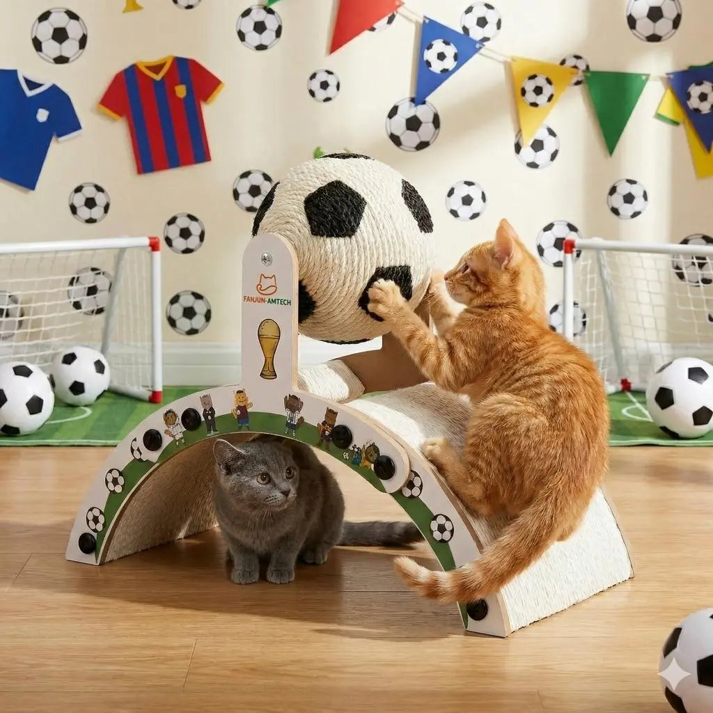 Durable Soccer Ball Cat Scratching Post - Upgraded Corrugated Cardboard Arch Bridge for Endless Fun!