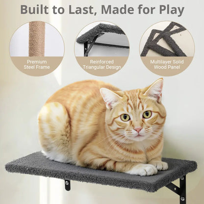 CAVEEN 5-in-1 Wall-Mounted Cat Climbing Set - Perfect Cat Wall Shelves and Perches for Multiple Cats to Play, Sleep, and Lounge