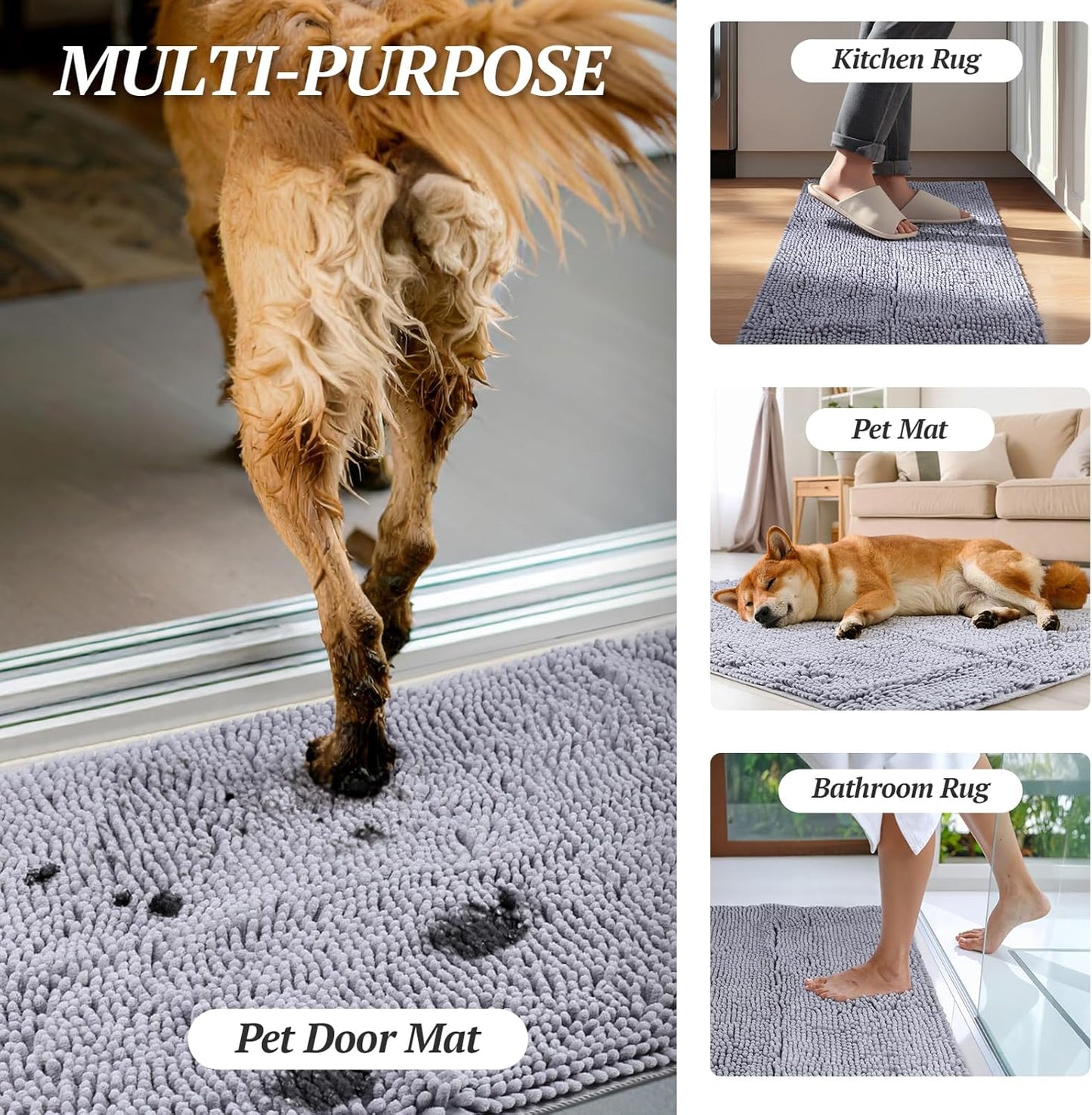 VIVAGLORY Ultra‑Absorbent Dog Door Mat 🐶✨ Mud‑Stopping, Waterproof, Non‑Slip Paw Saver