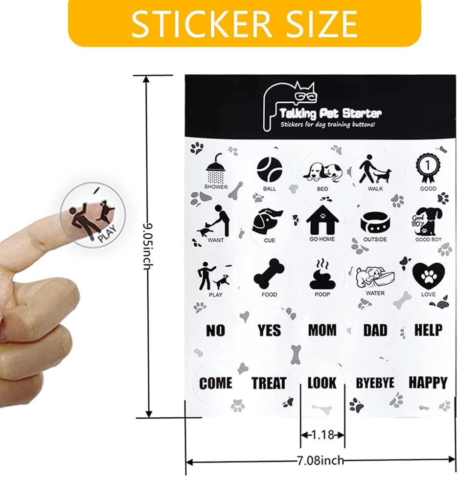 Dog Communication Buttons – 4 Recordable Talking Buttons with 25 Stickers  