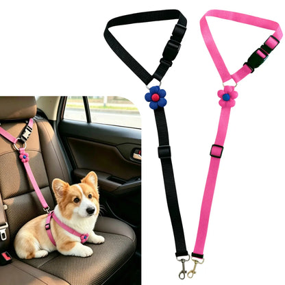 Adjustable 2-Pack Cute Dog Seat Belt Leash for Safe Car Travel