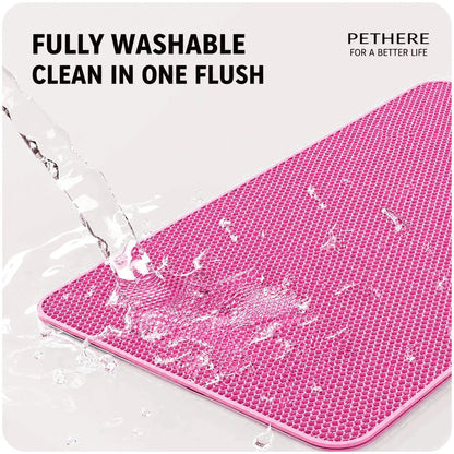 Large Pink Cat Litter Mat - Waterproof Double Layer Honeycomb Design for Effective Litter Trapping, Non-Slip, 35x24 Inches, Perfect for Cat Supplies