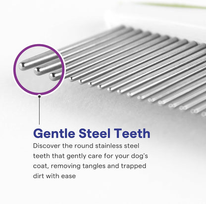 Pet Grooming Comb 🐶🐱✨ Round‑Tip Detangler w/ No‑Slip Handle for Dogs & Cats
