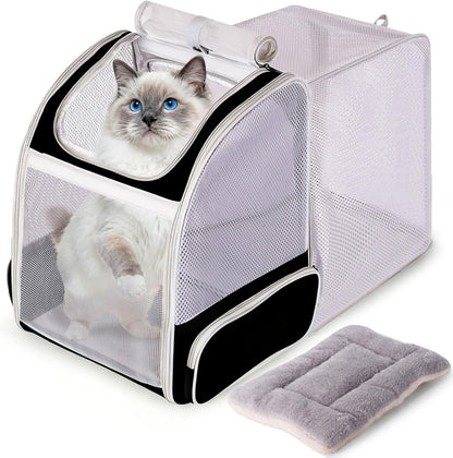 🐱🚀 Back‑Expandable Cat Backpack Carrier — Space Capsule Bubble Window (Up to 12 lbs)