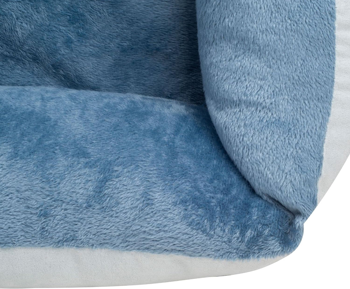 Orthopedic Dog Bed 🐶💤 Reversible Bolster Sofa w/ Washable Cover – Blue Suede/Mink