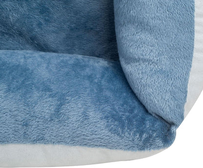 Orthopedic Dog Bed 🐶💤 Reversible Bolster Sofa w/ Washable Cover – Blue Suede/Mink