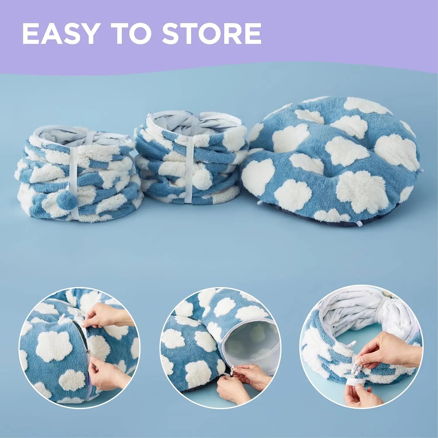Cozy Cute Pet Tunnel Bed with Blanket - Plush Peek-A-Boo Cave for Dogs & Cats of All Sizes
