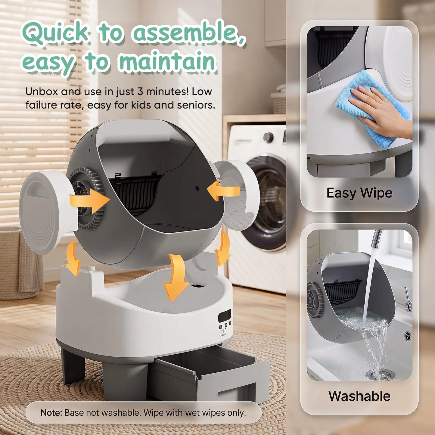 Warcat Next-Gen Automatic Self-Cleaning Cat Litter Box - Safe, Easy & App-Free Design!